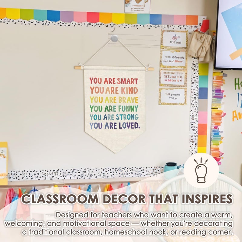 Wheatwin Motivational Wall Art Framed, Playroom Boho Classroom Decor Wall Hanging Pennant Flag Banner, Inspirational Wall Decor for Nursery Toddler Room Bedroom Classroom 15x11 Inch - Image 3